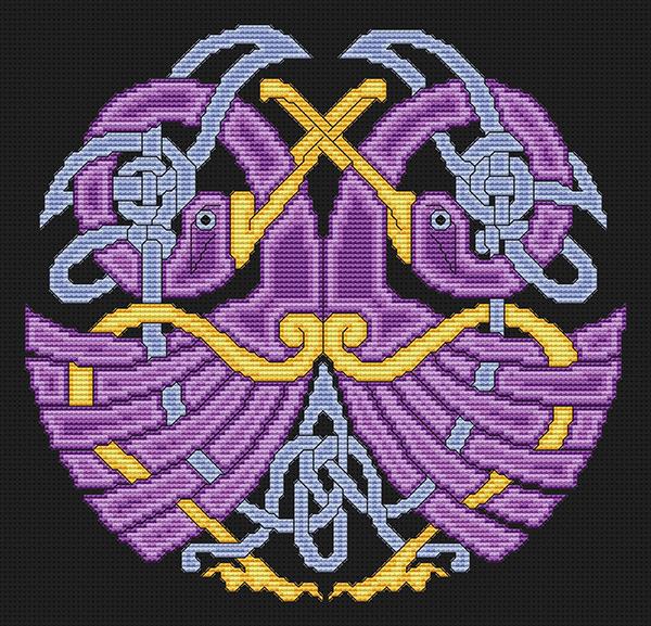 Artists Alley Celtic Purple Cranes - Cross Stitch Pattern