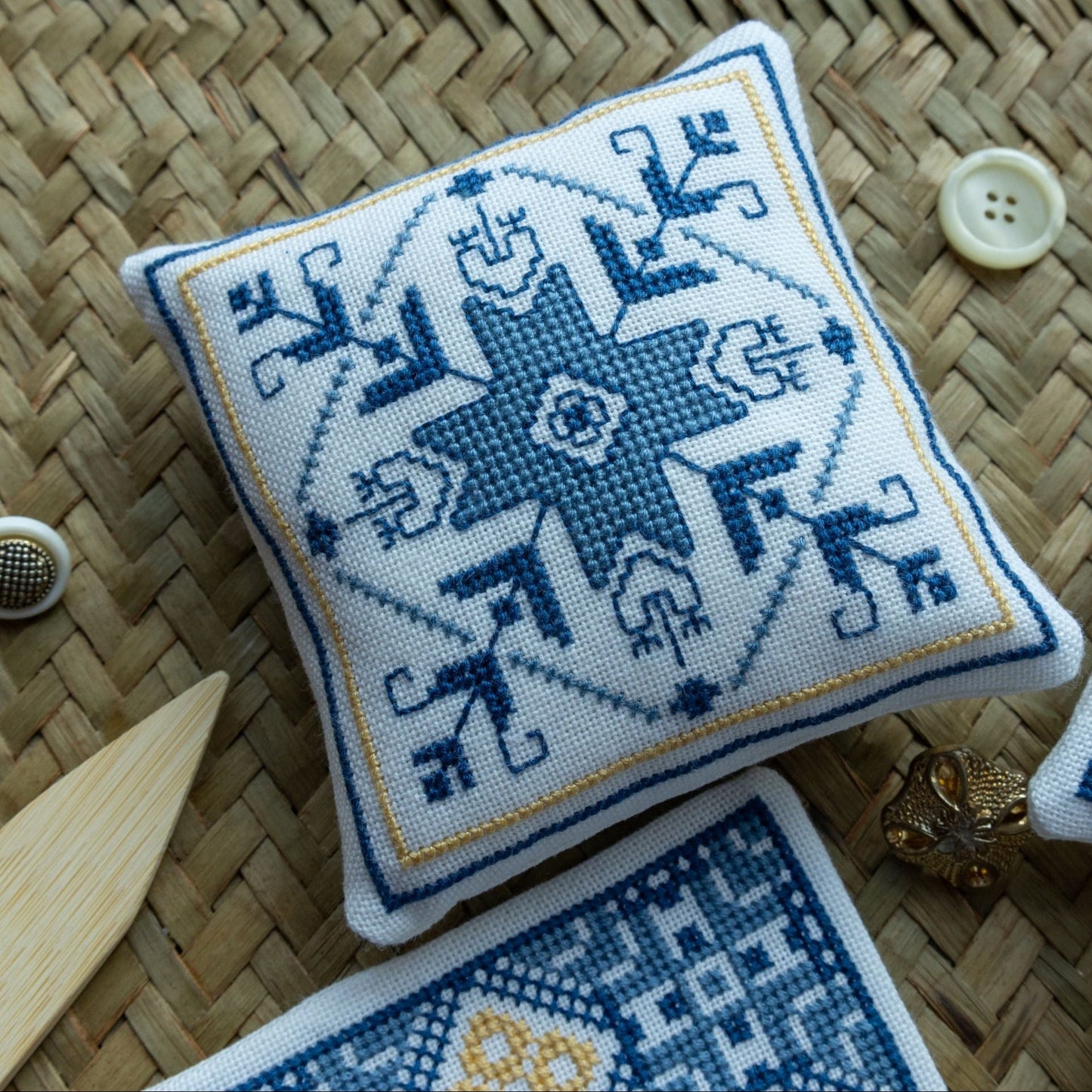 "NEW! Aegean Ornaments Blue cross stitch folk embroidery kit