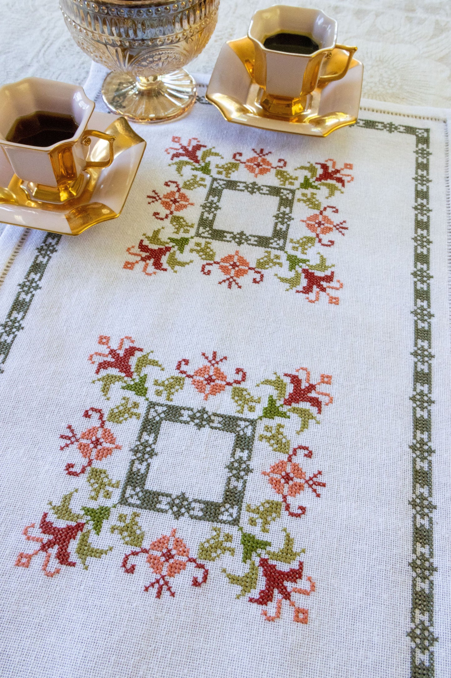 Anthea table runner cross stitch folk embroidery kit