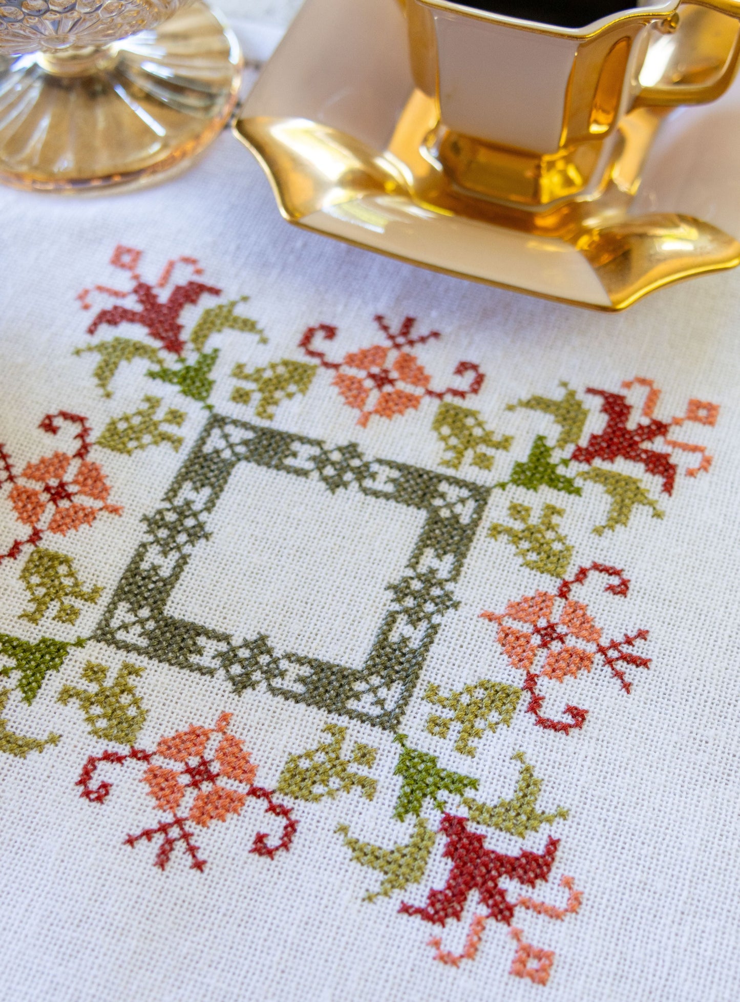 Anthea table runner cross stitch folk embroidery kit