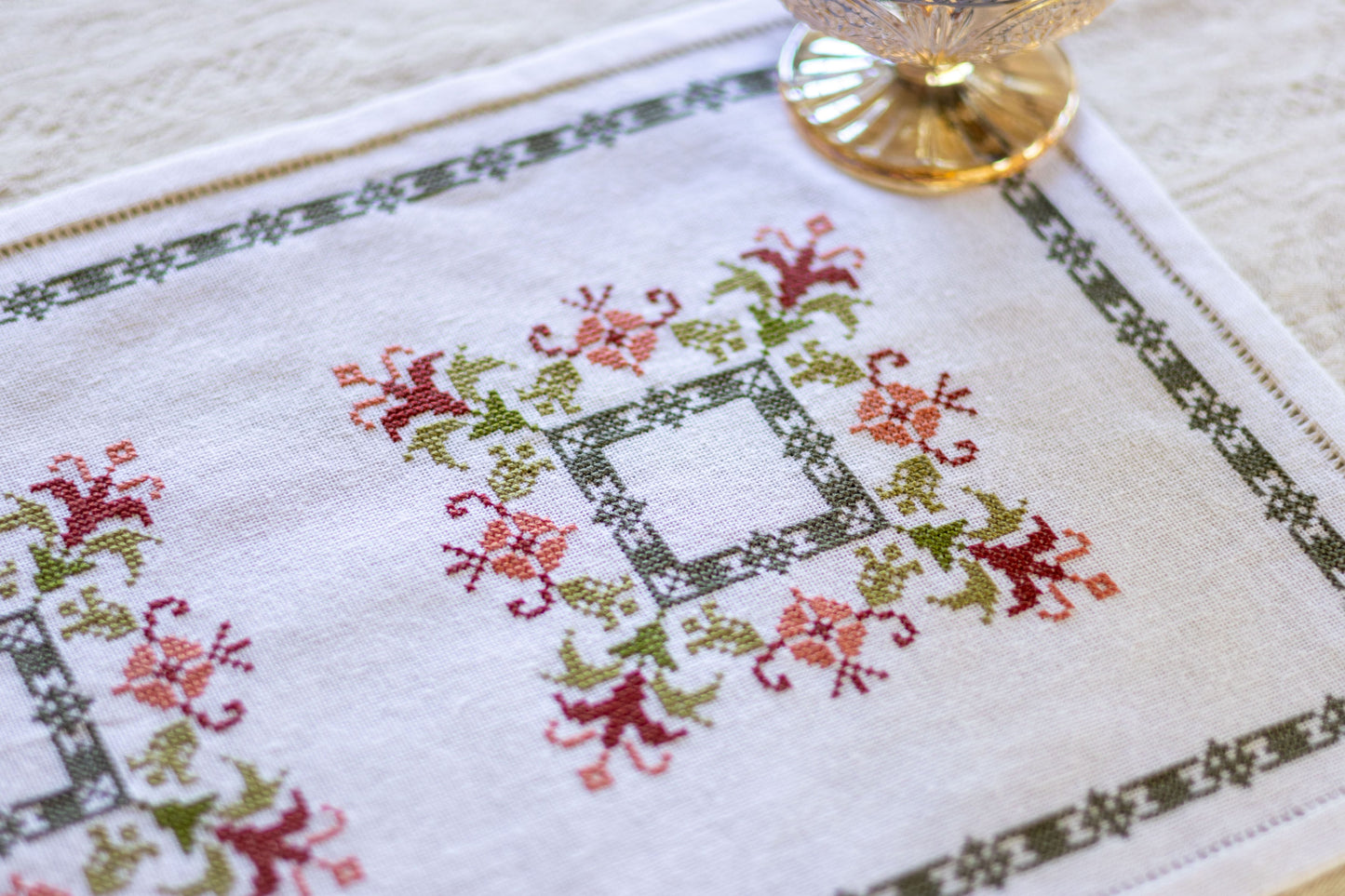 Anthea table runner cross stitch folk embroidery kit