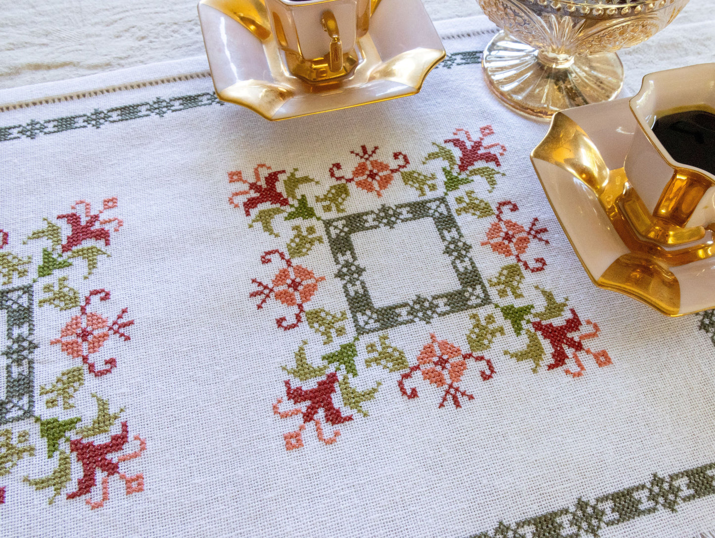 Anthea table runner cross stitch folk embroidery kit