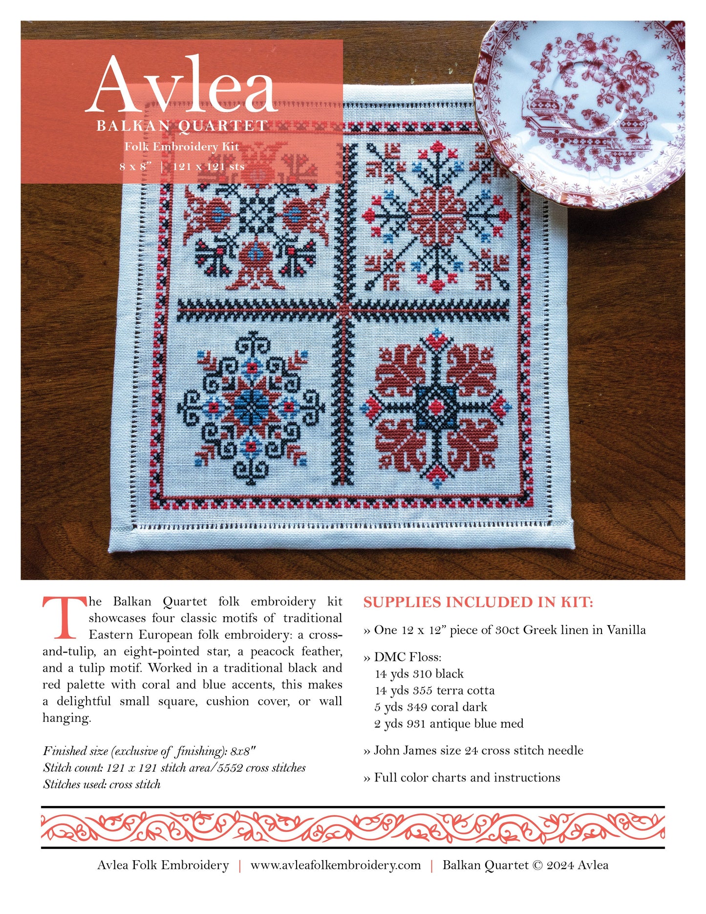 Balkan Quartet cross stitch folk embroidery kit