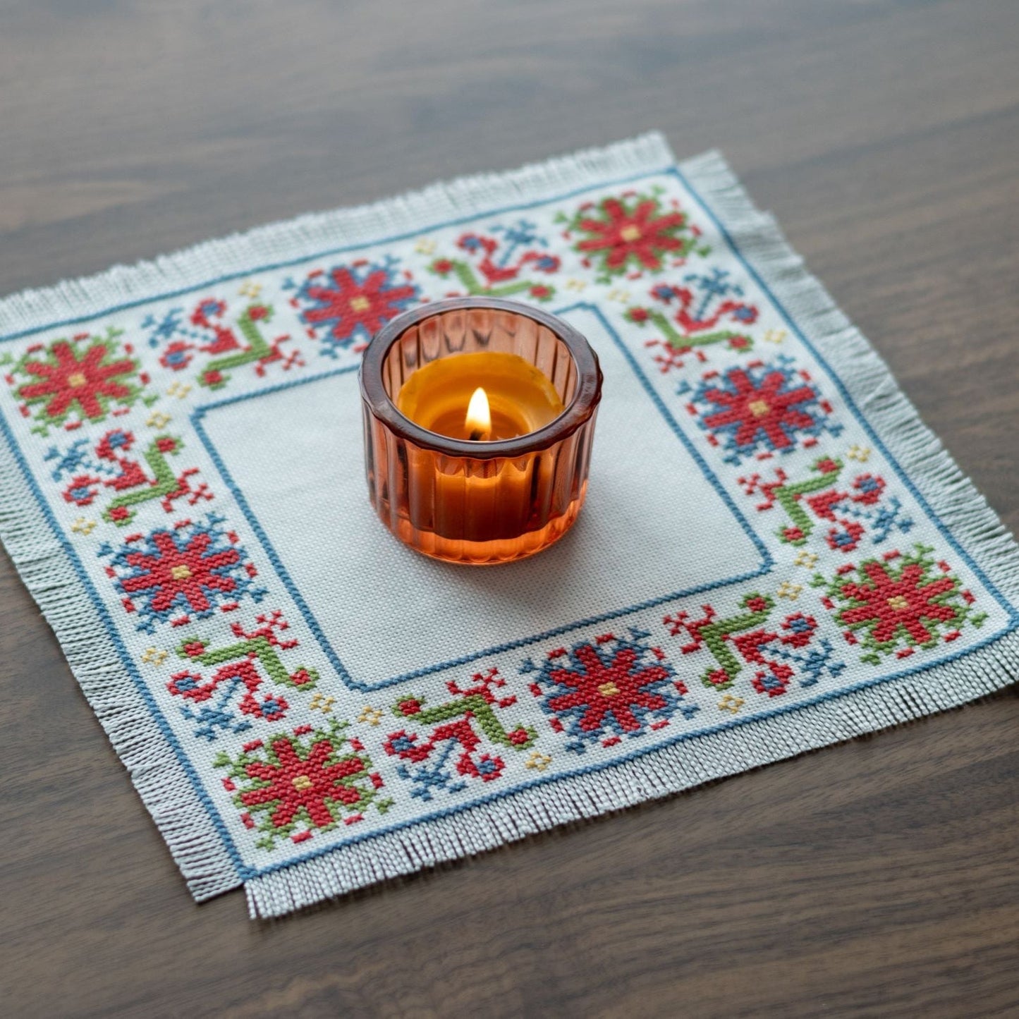 BitKit Mykonos Meadow cross stitch folk embroidery kit