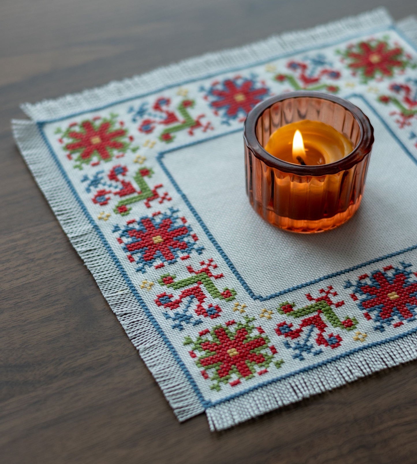 BitKit Mykonos Meadow cross stitch folk embroidery kit