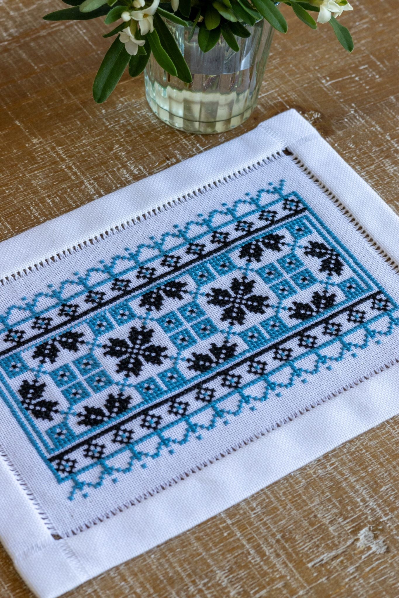 BitKit Ukrainian Crisscross Blue cross stitch folk embroidery kit