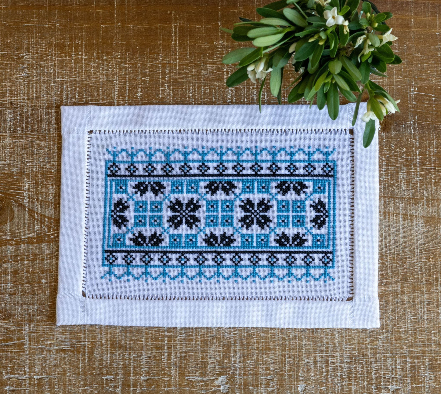 BitKit Ukrainian Crisscross Blue cross stitch folk embroidery kit