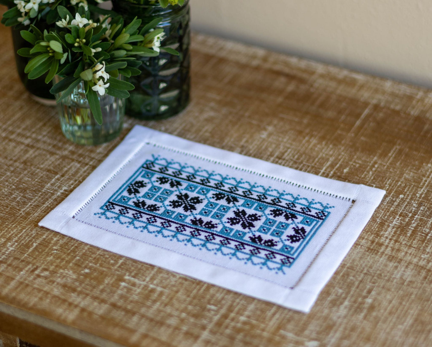 BitKit Ukrainian Crisscross Blue cross stitch folk embroidery kit