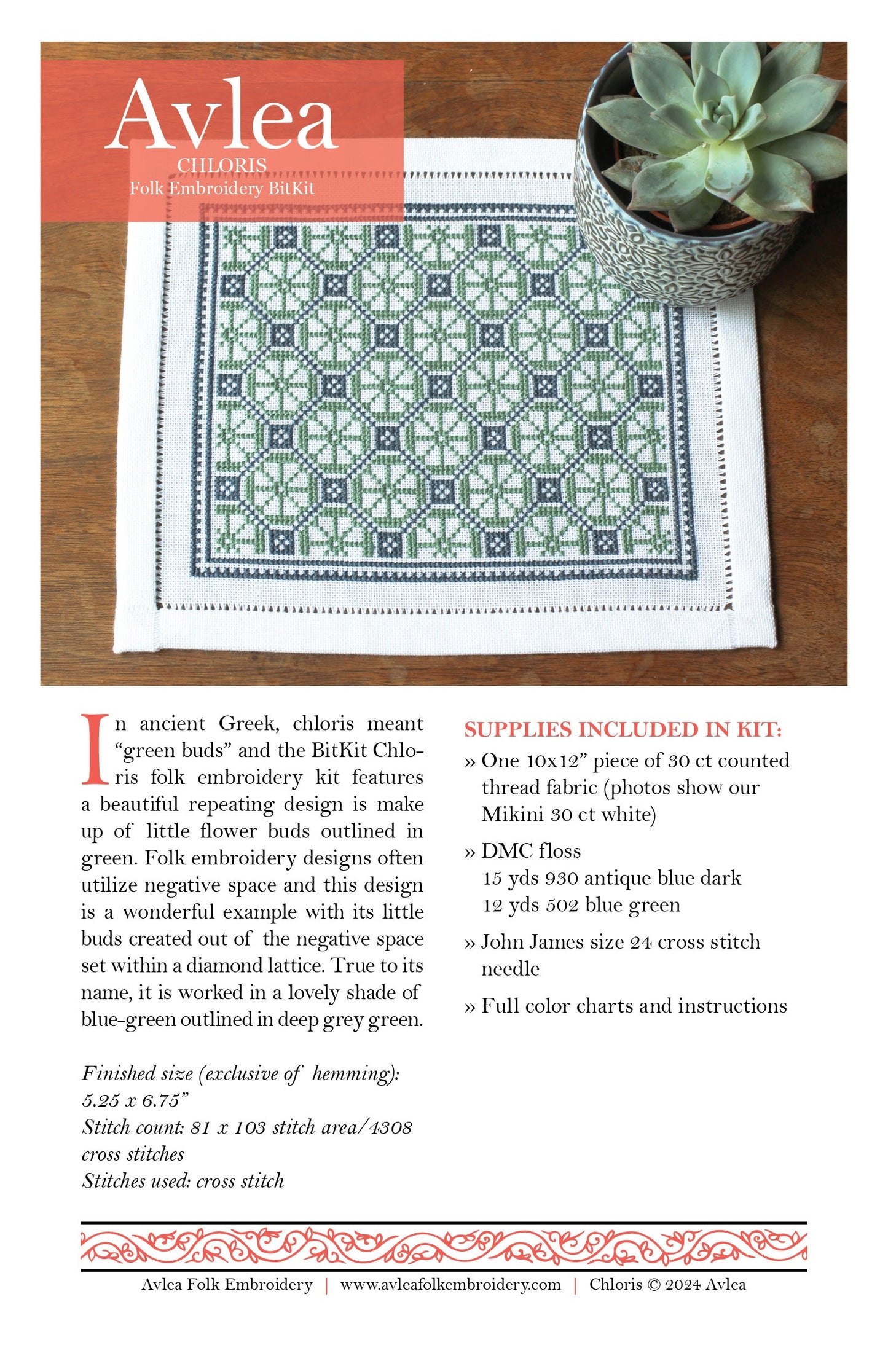 BitKit Chloris cross stitch folk embroidery kit