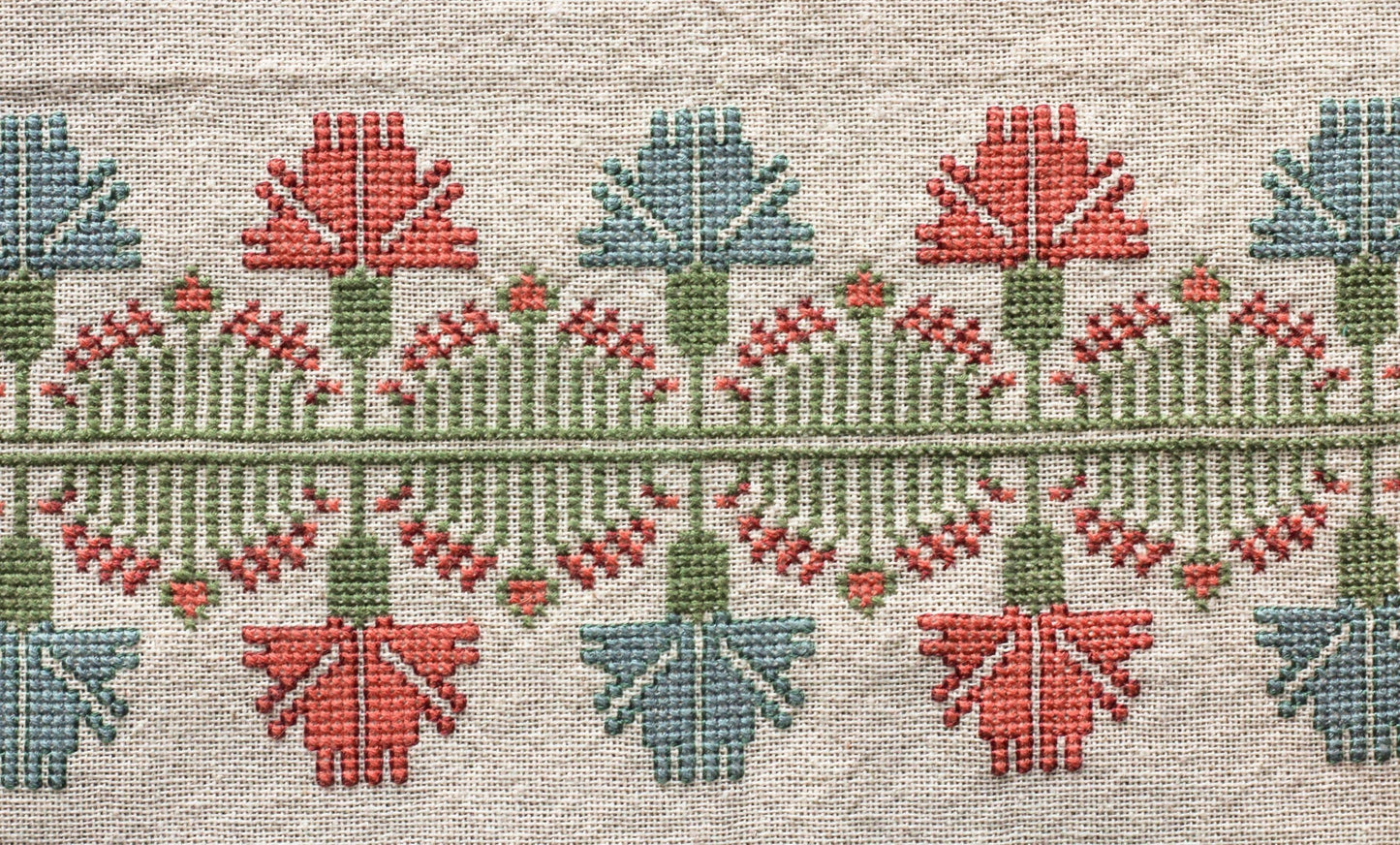Calliope's Meadow cross stitch folk embroidery kit