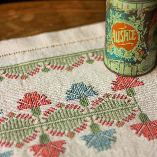 Calliope's Meadow cross stitch folk embroidery kit