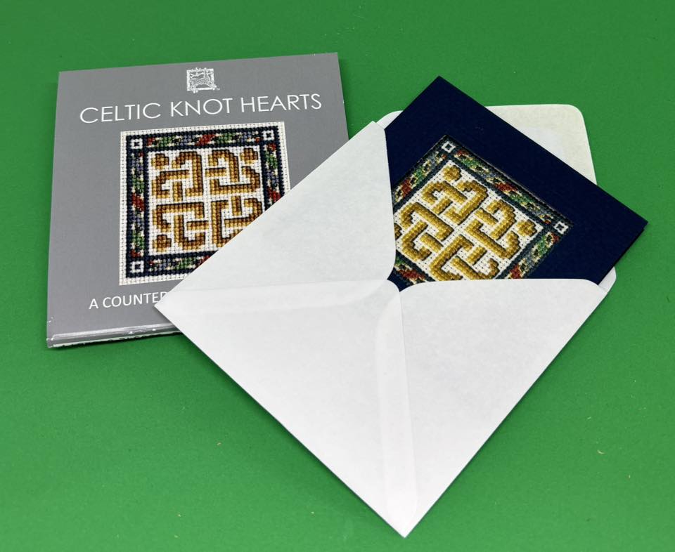 Textile Heritage Celtic Knot Hearts Miniature Card Cross Stitch Kit