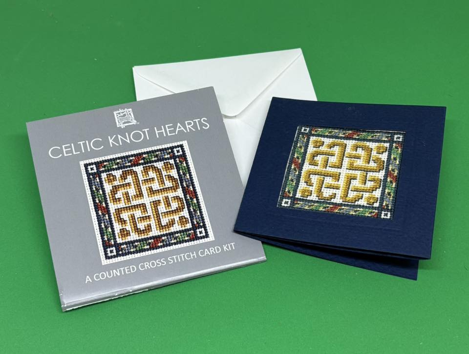 Textile Heritage Celtic Knot Hearts Miniature Card Cross Stitch Kit