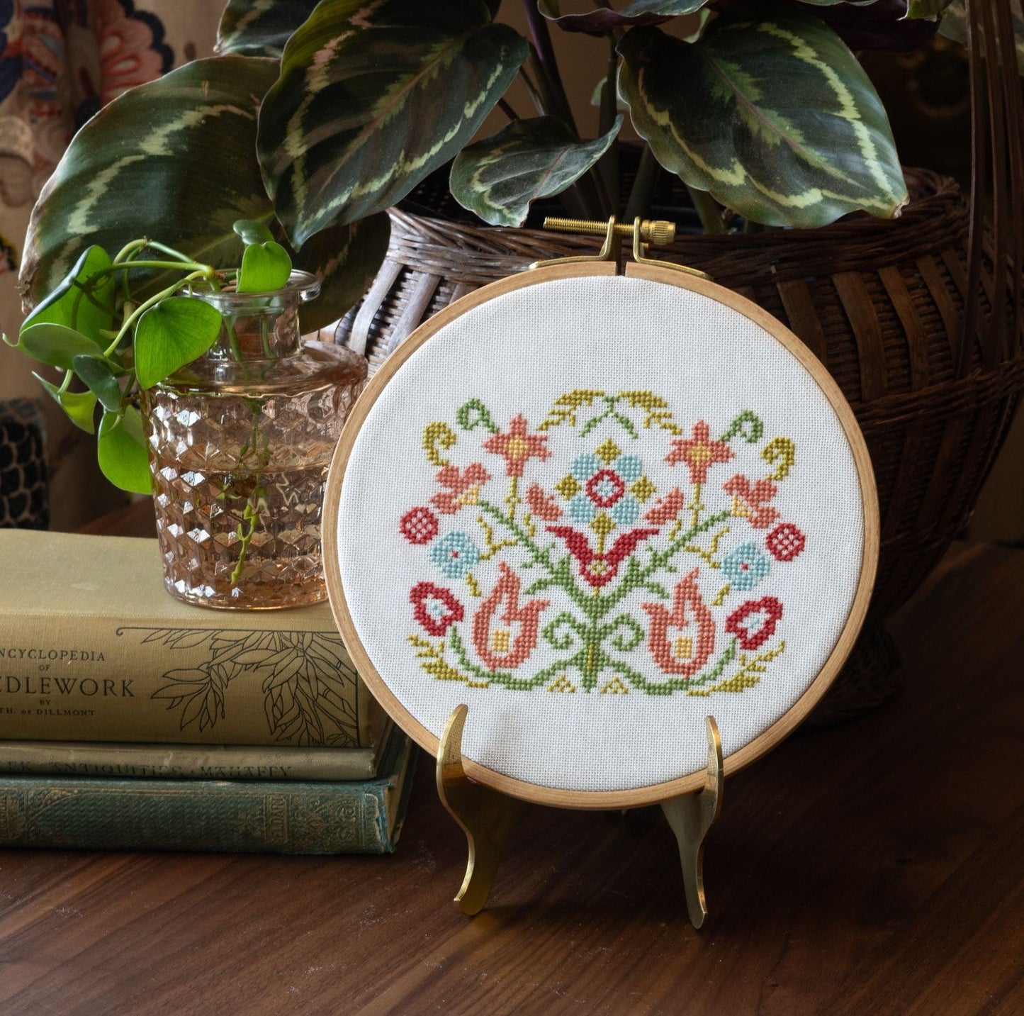 Clara's Garden cross stitch hoop kit