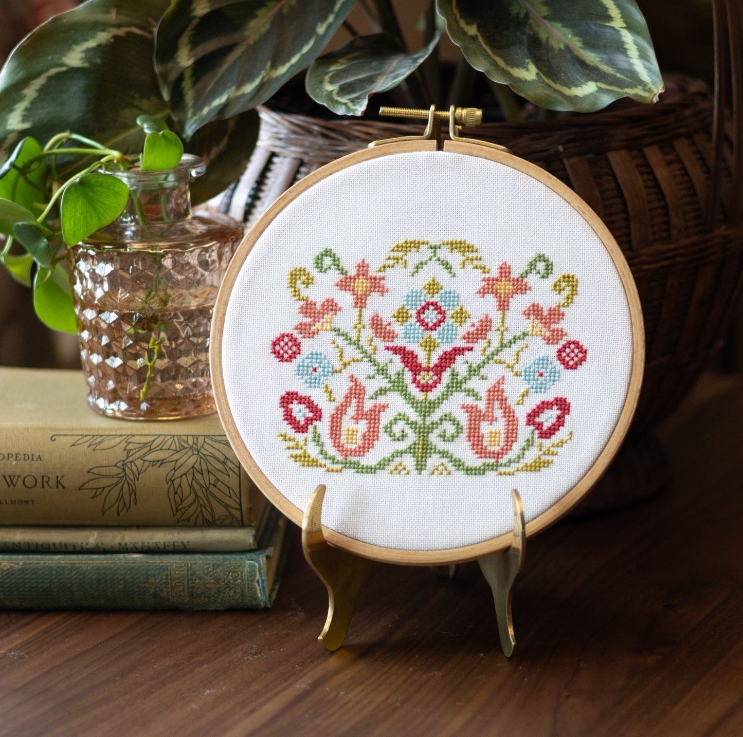 Clara's Garden cross stitch hoop kit