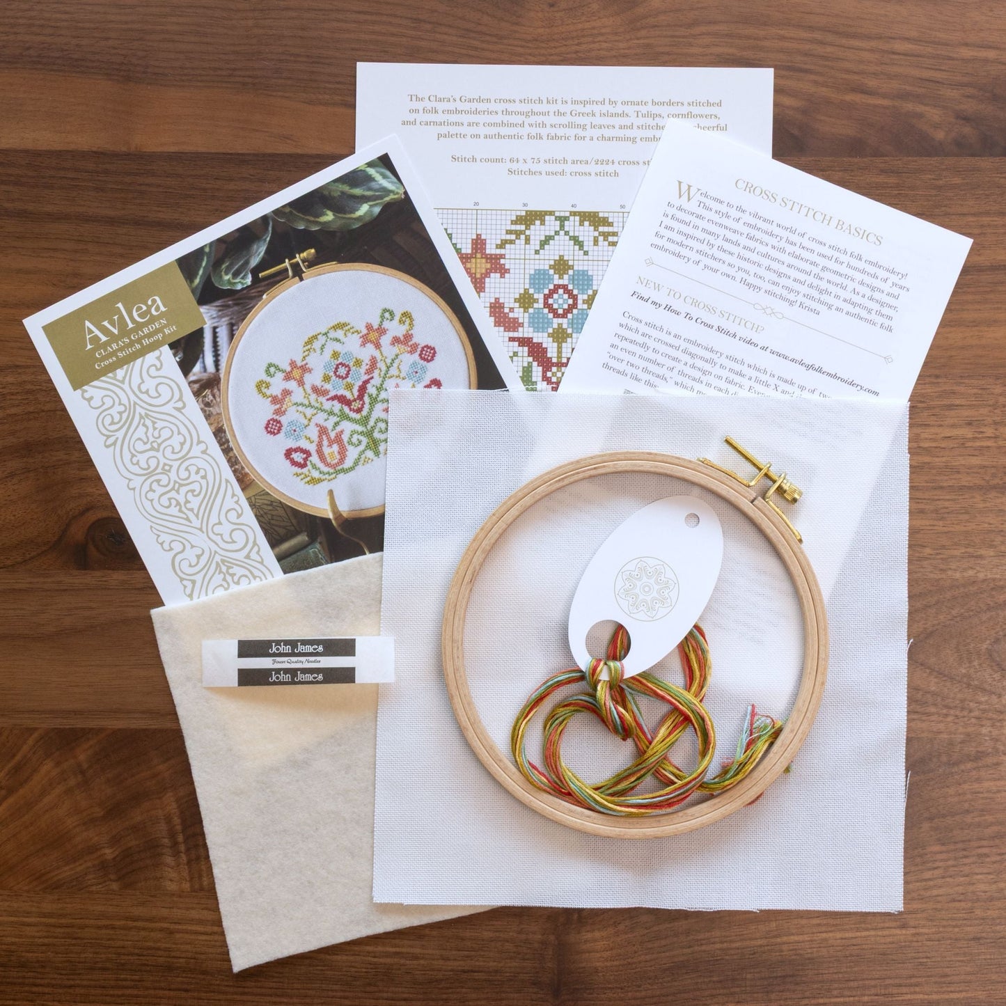 Clara's Garden cross stitch hoop kit