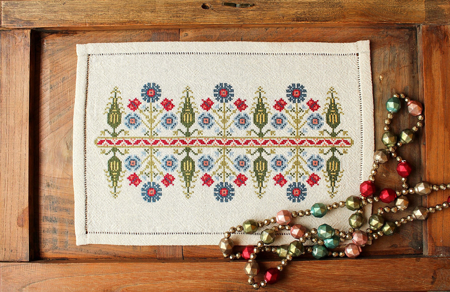 Delphian Cornflower cross stitch folk embroidery kit