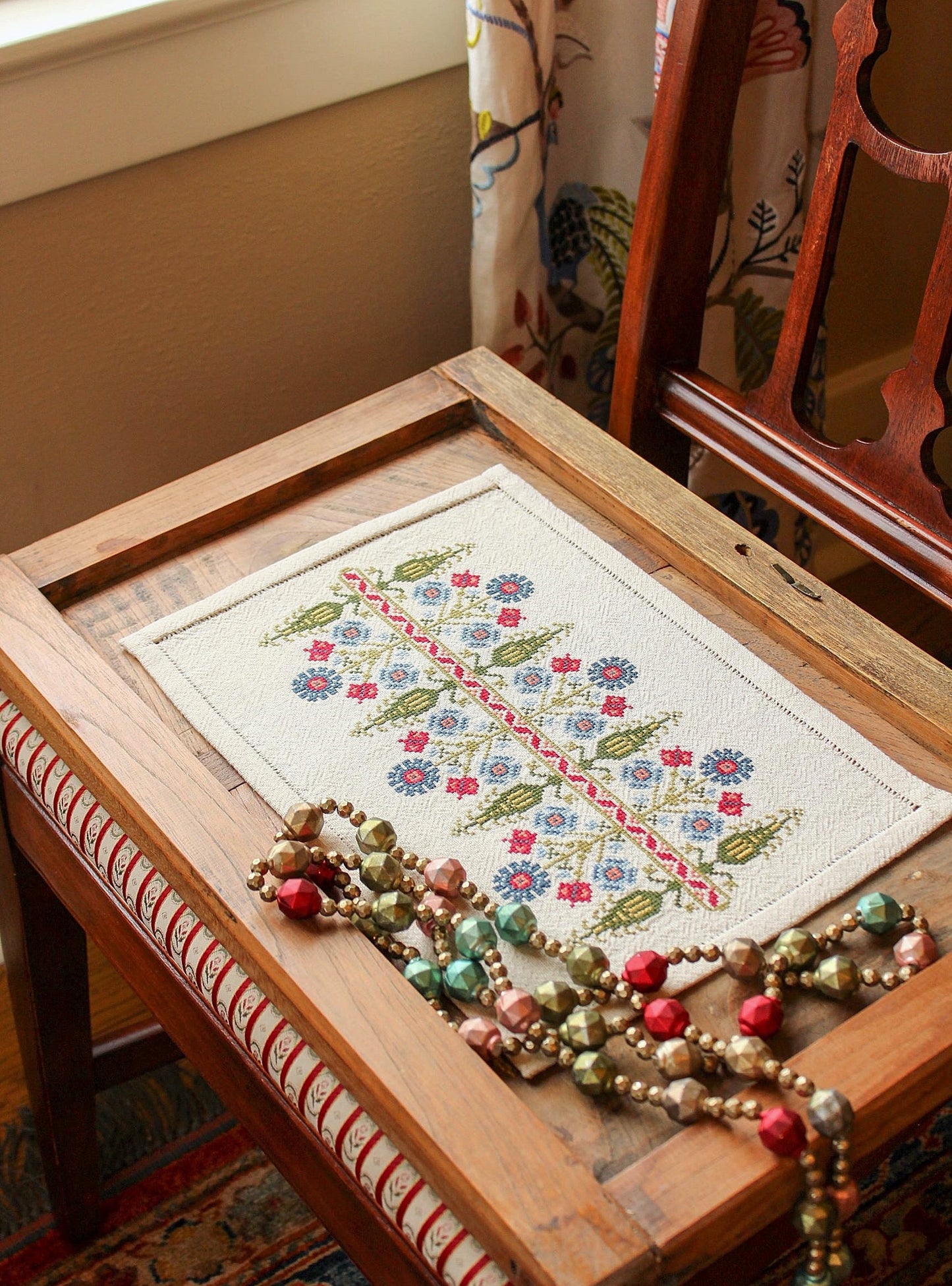 Delphian Cornflower cross stitch folk embroidery kit