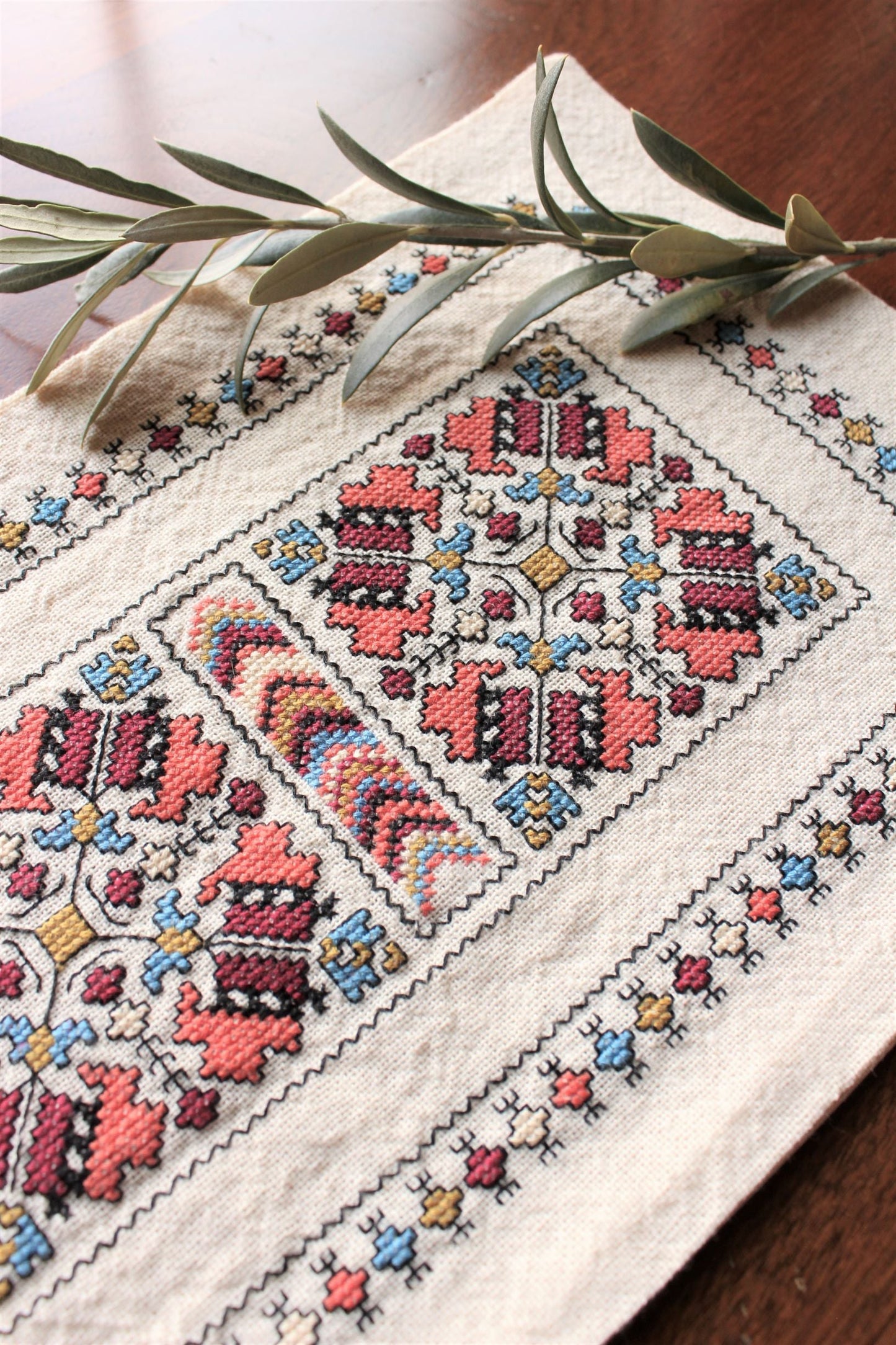 Despina's Anemone cross stitch folk embroidery kit