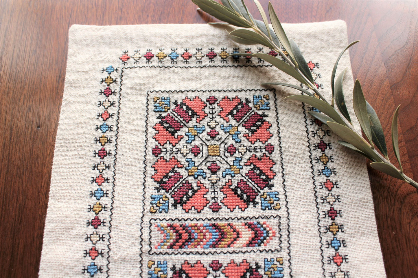 Despina's Anemone cross stitch folk embroidery kit