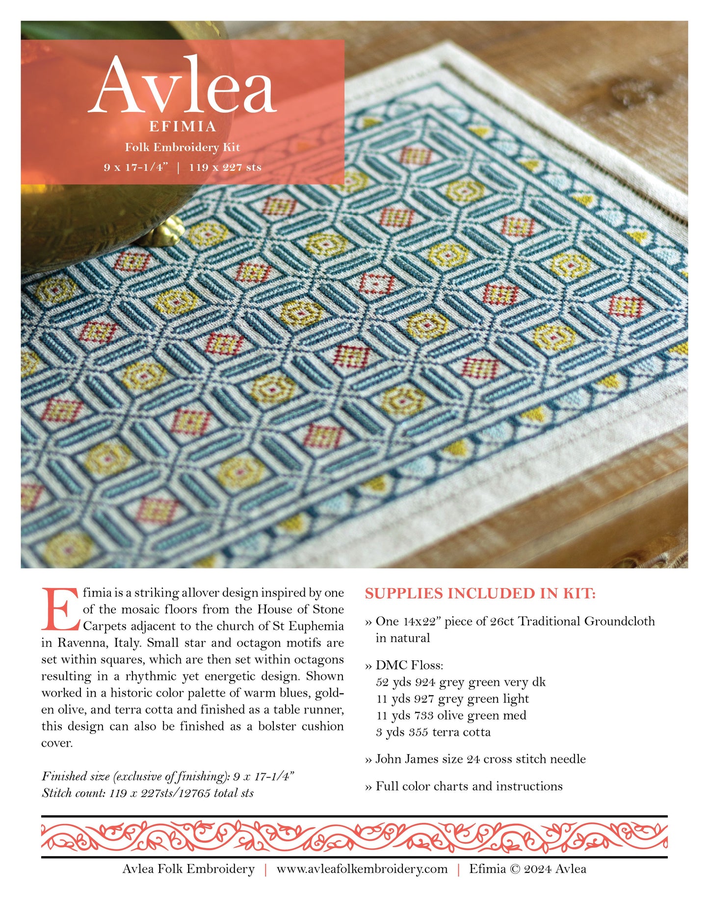 Efimia cross stitch folk embroidery kit