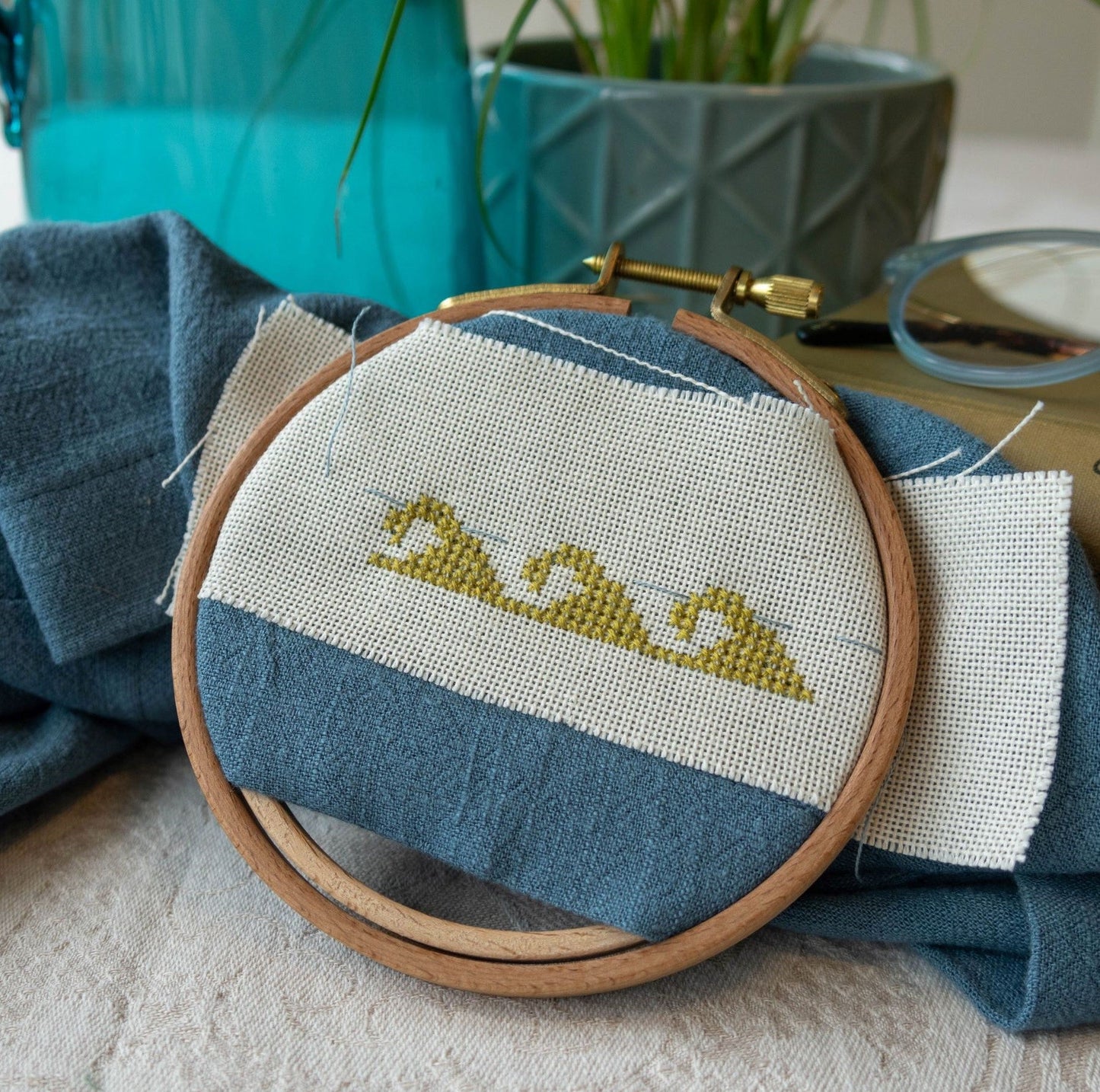 Folk Flourish Seaside cross stitch folk embroidery kit