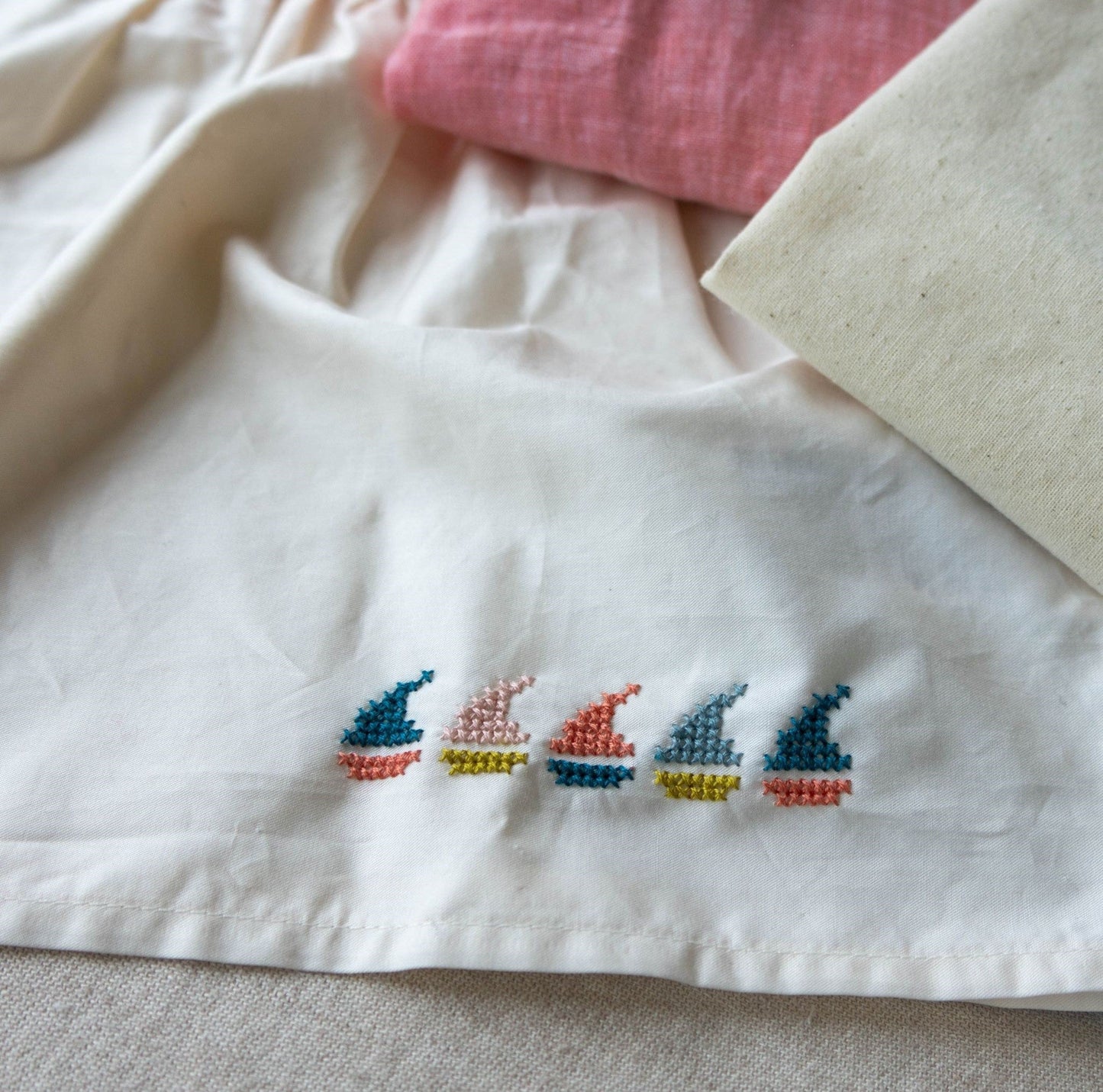 Folk Flourish Seaside cross stitch folk embroidery kit