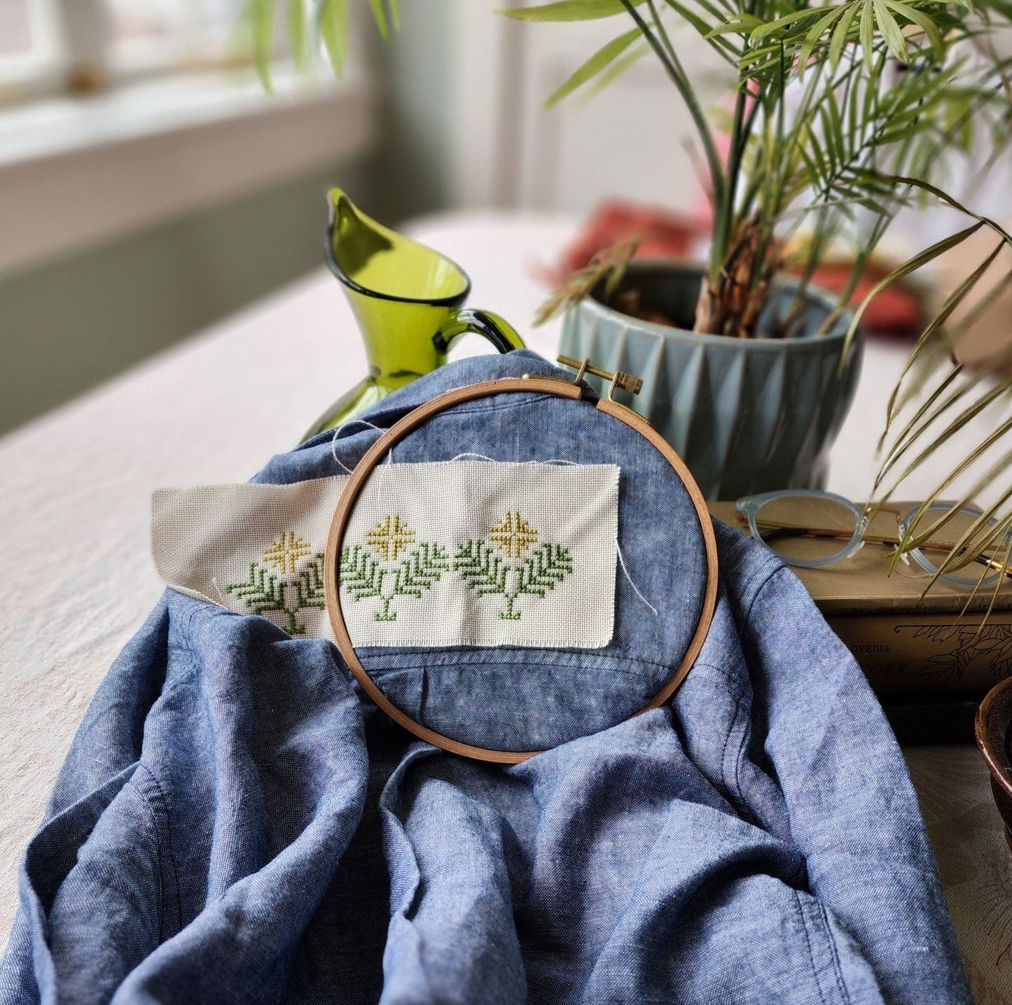 Folk Flourish Woodlands cross stitch folk embroidery kit