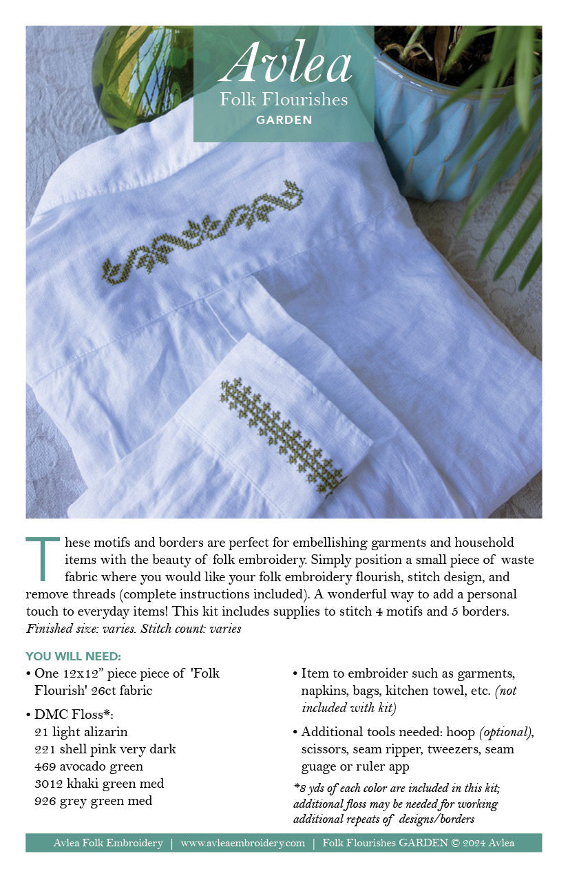 Folk Flourish Garden cross stitch folk embroidery kit