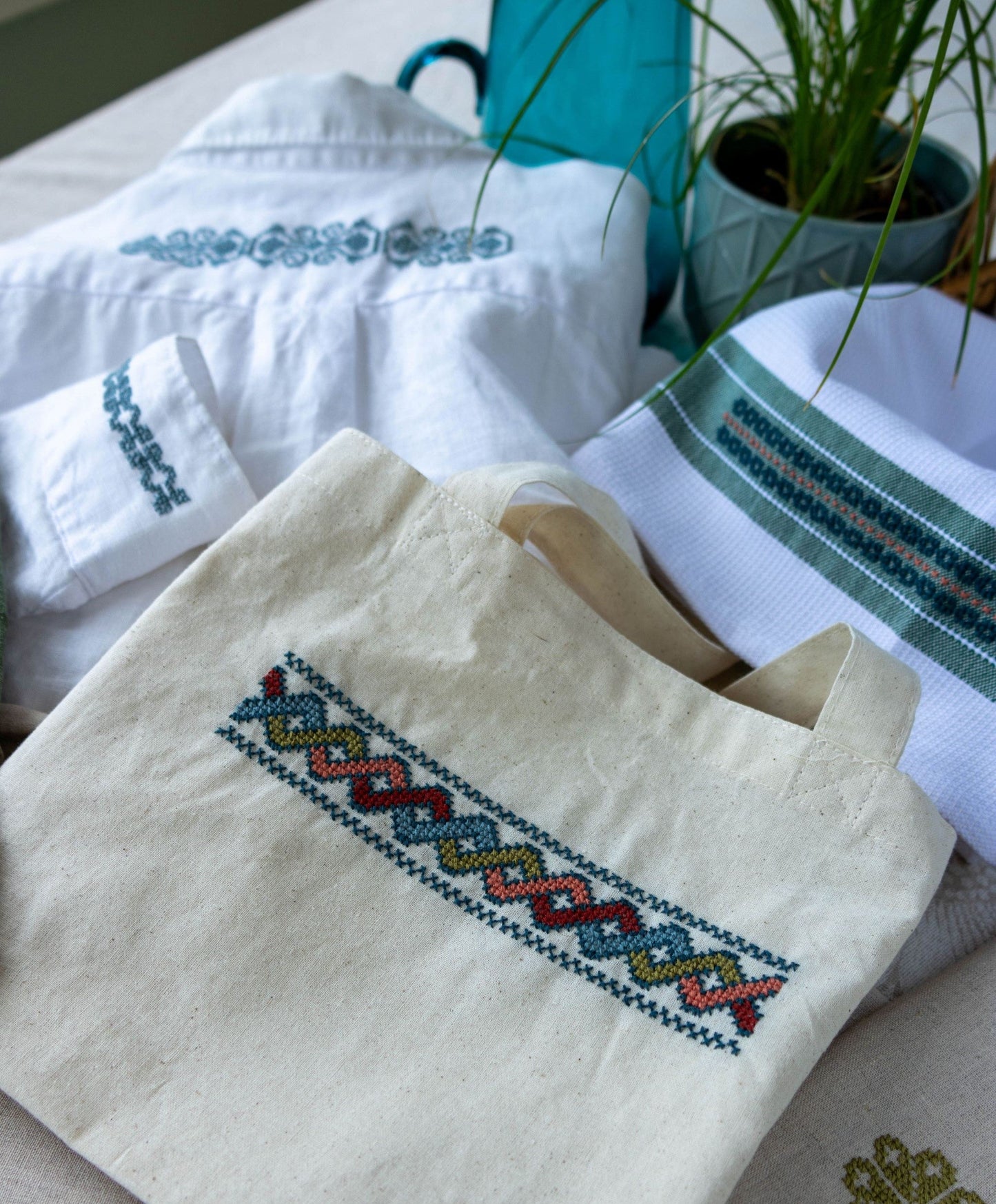 Folk Flourish Geometrics cross stitch folk embroidery kit
