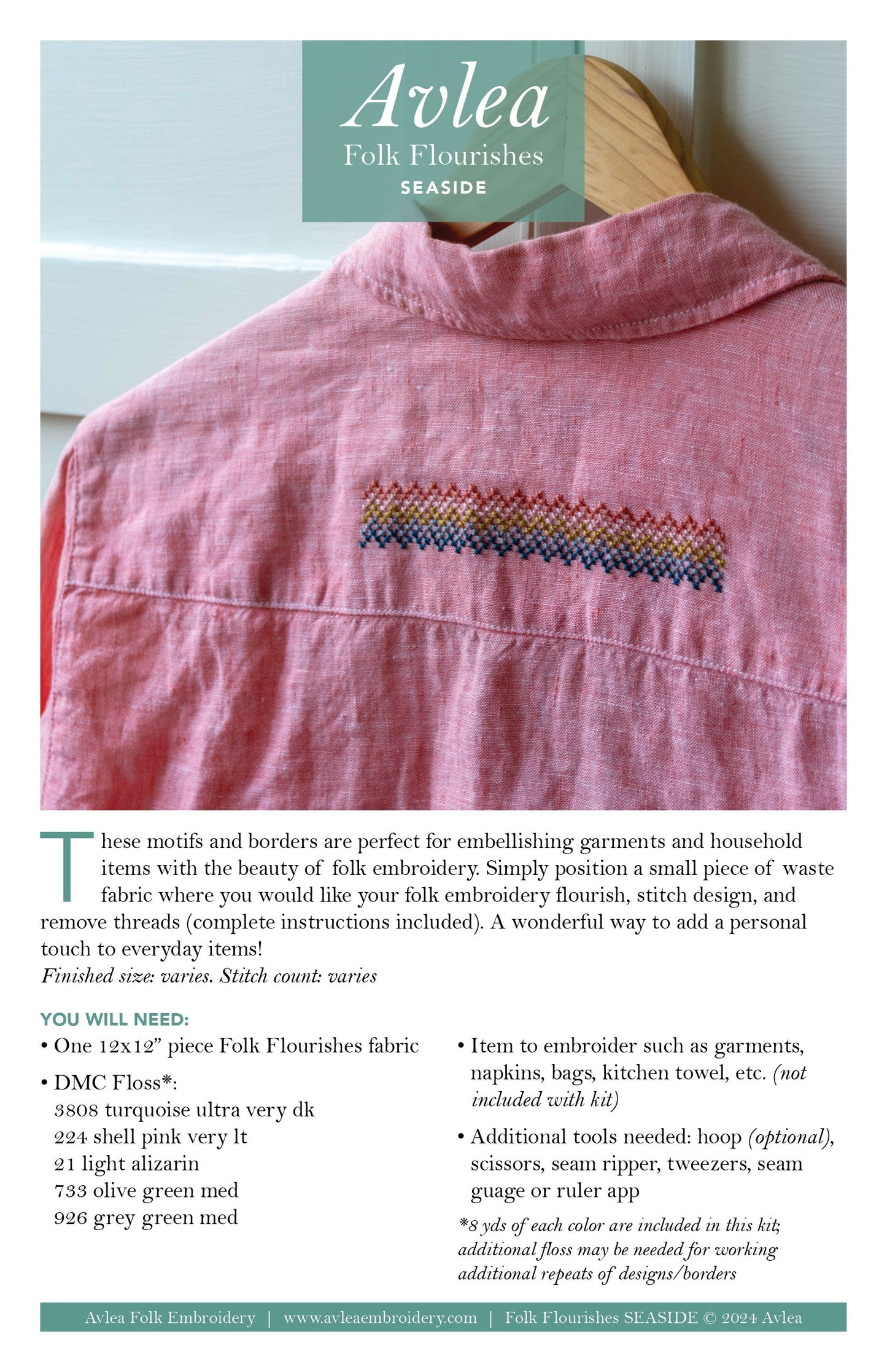 Folk Flourish Seaside cross stitch folk embroidery kit