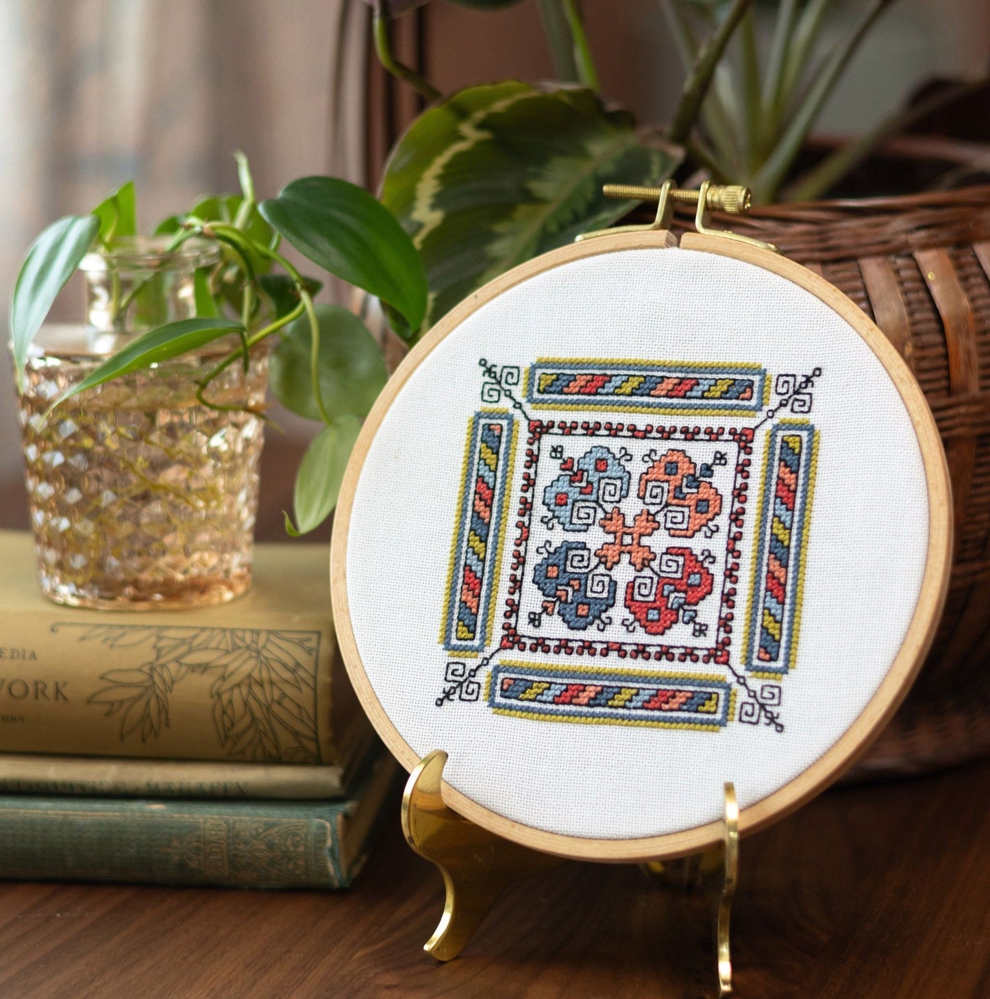 "NEW! Kalamata Courtyard cross stitch hoop kit