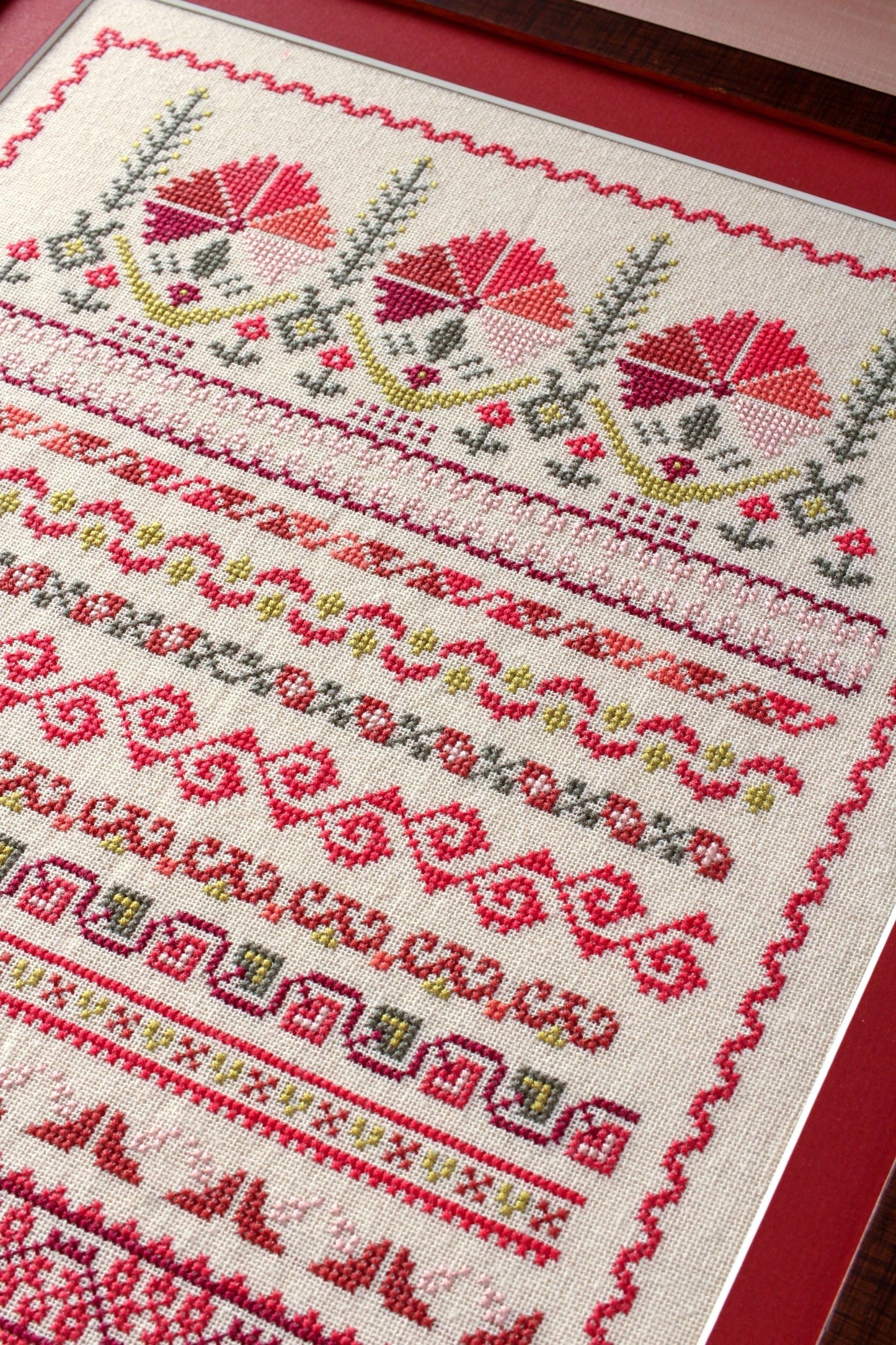 Kefalonia Carnations cross stitch folk embroidery kit