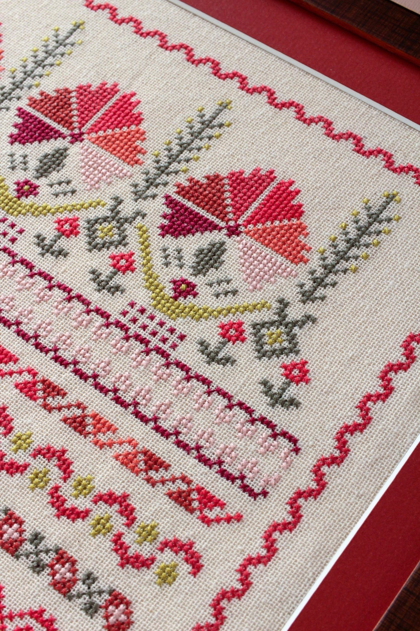 Kefalonia Carnations cross stitch folk embroidery kit