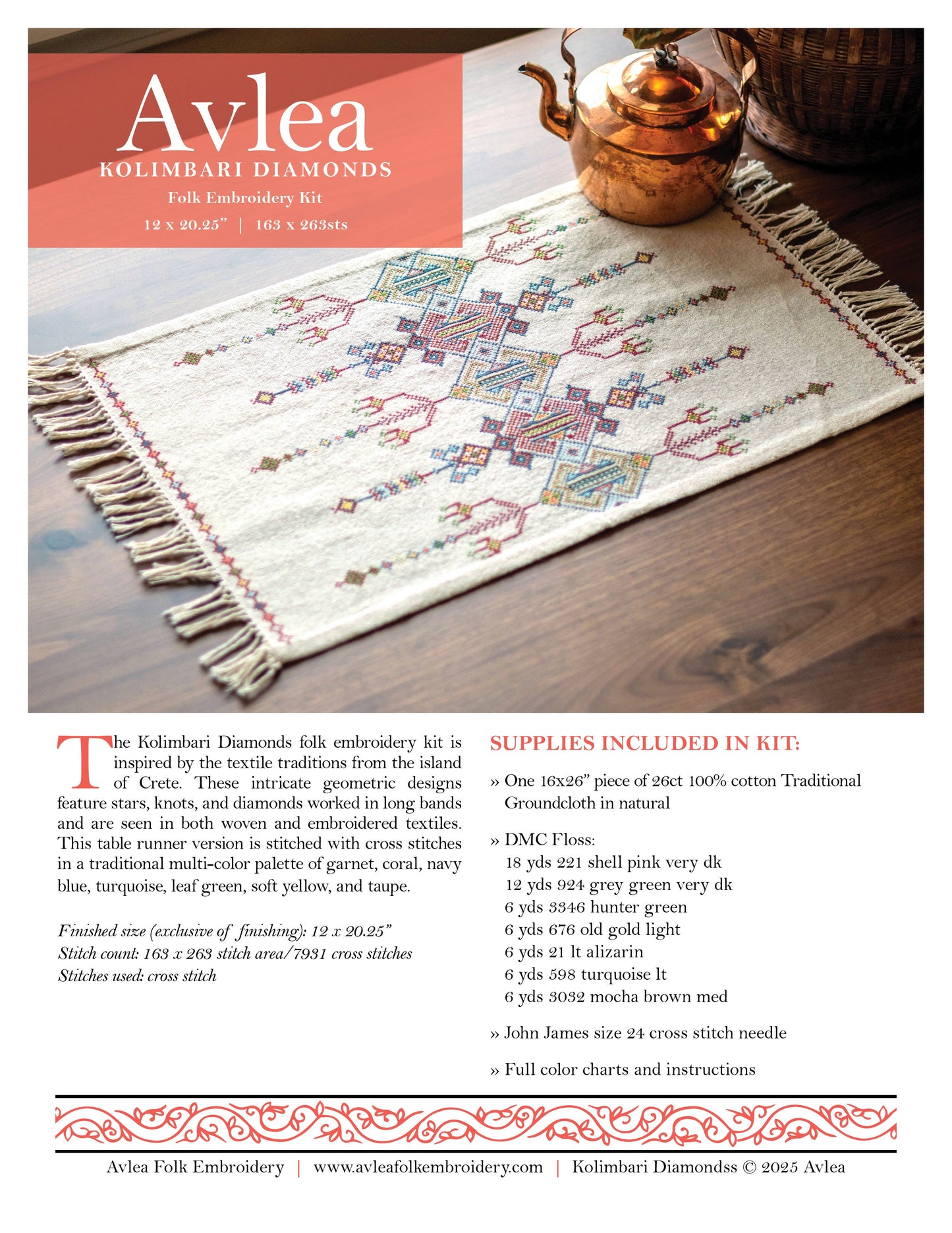 "NEW! Kolimbari Diamonds cross stitch folk embroidery kit