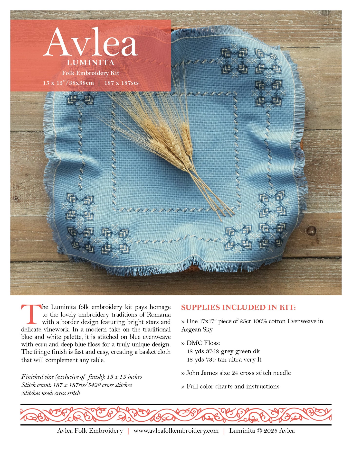 Luminita cross stitch folk embroidery kit