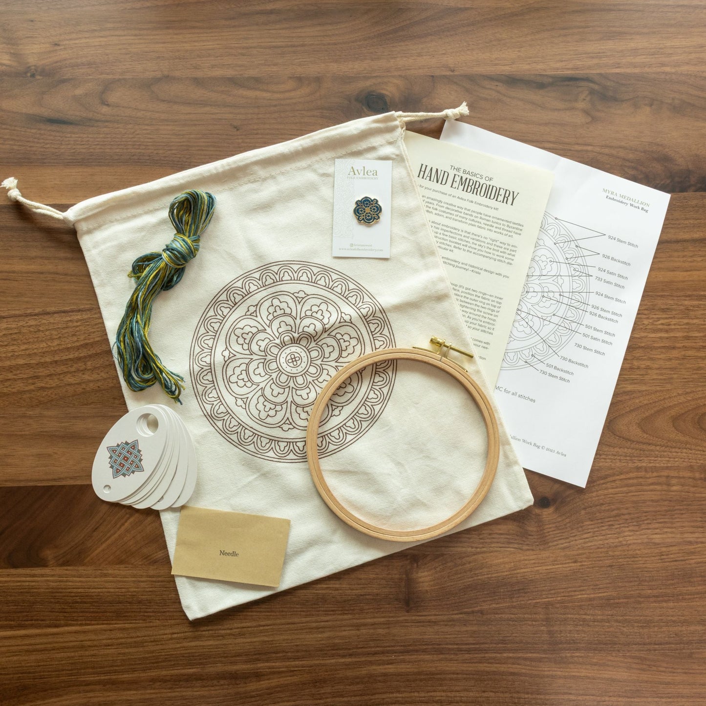 Avlea Folk Embroidery workbag--Myra Medallion
