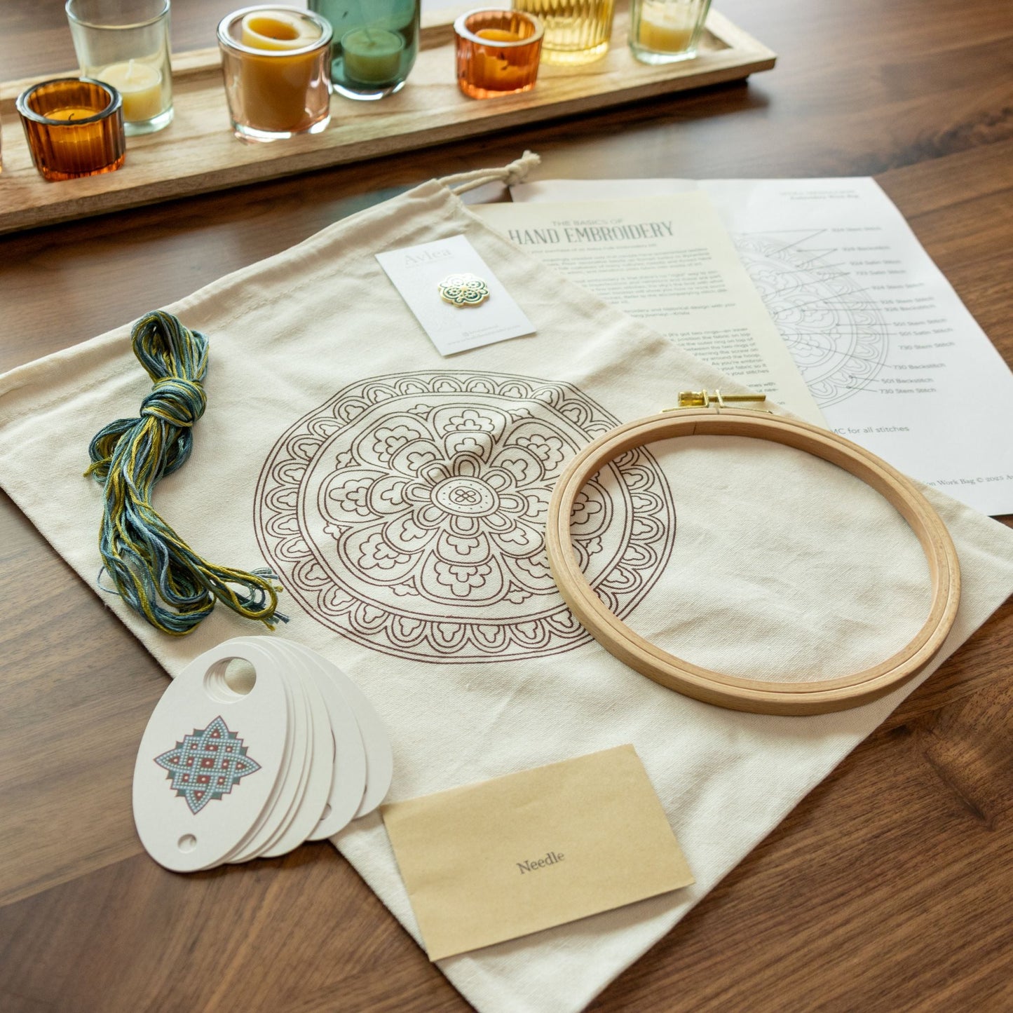 Avlea Folk Embroidery workbag--Myra Medallion