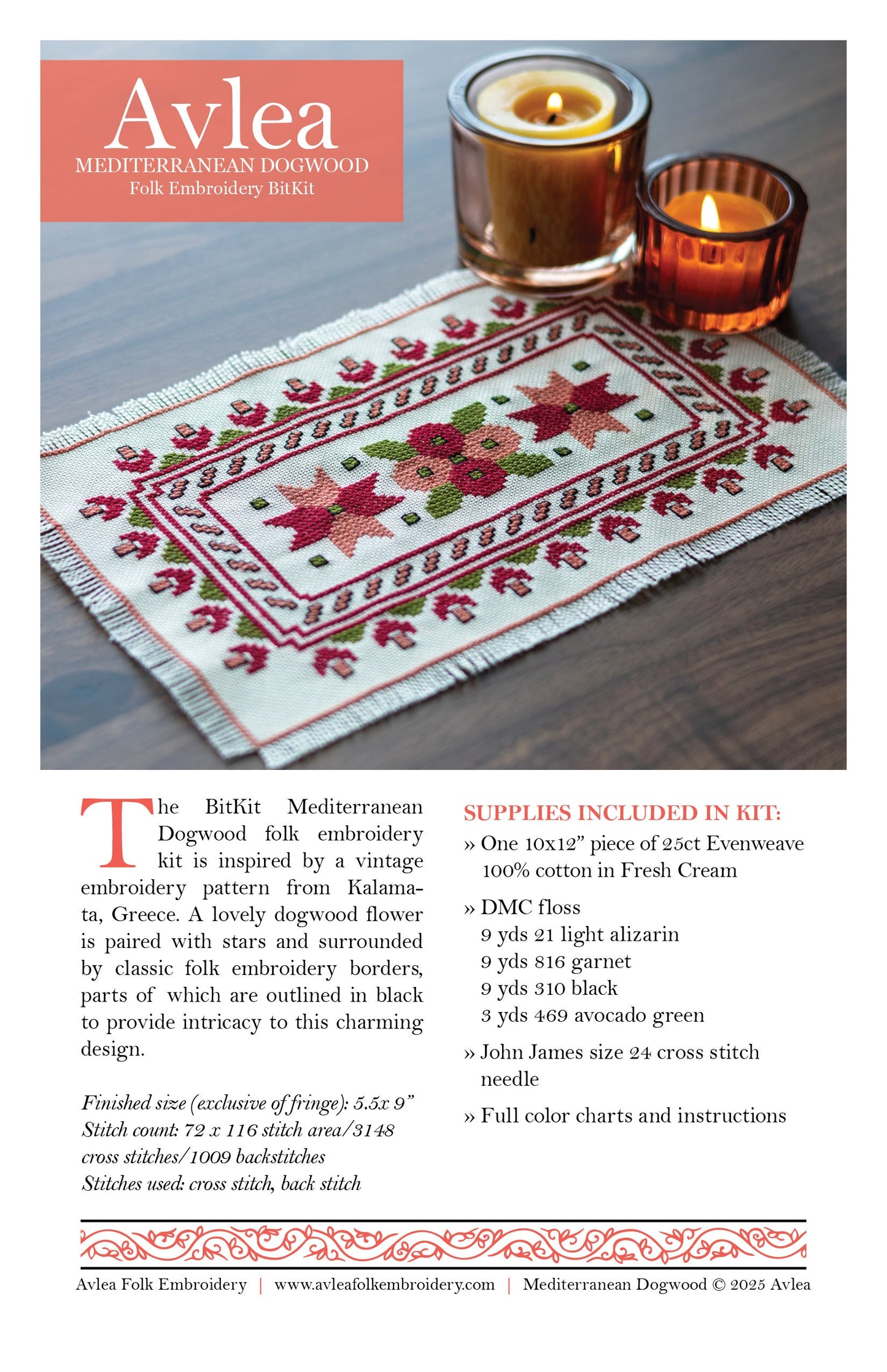 BitKit Mediterranean Dogwood cross stitch folk embroidery kit