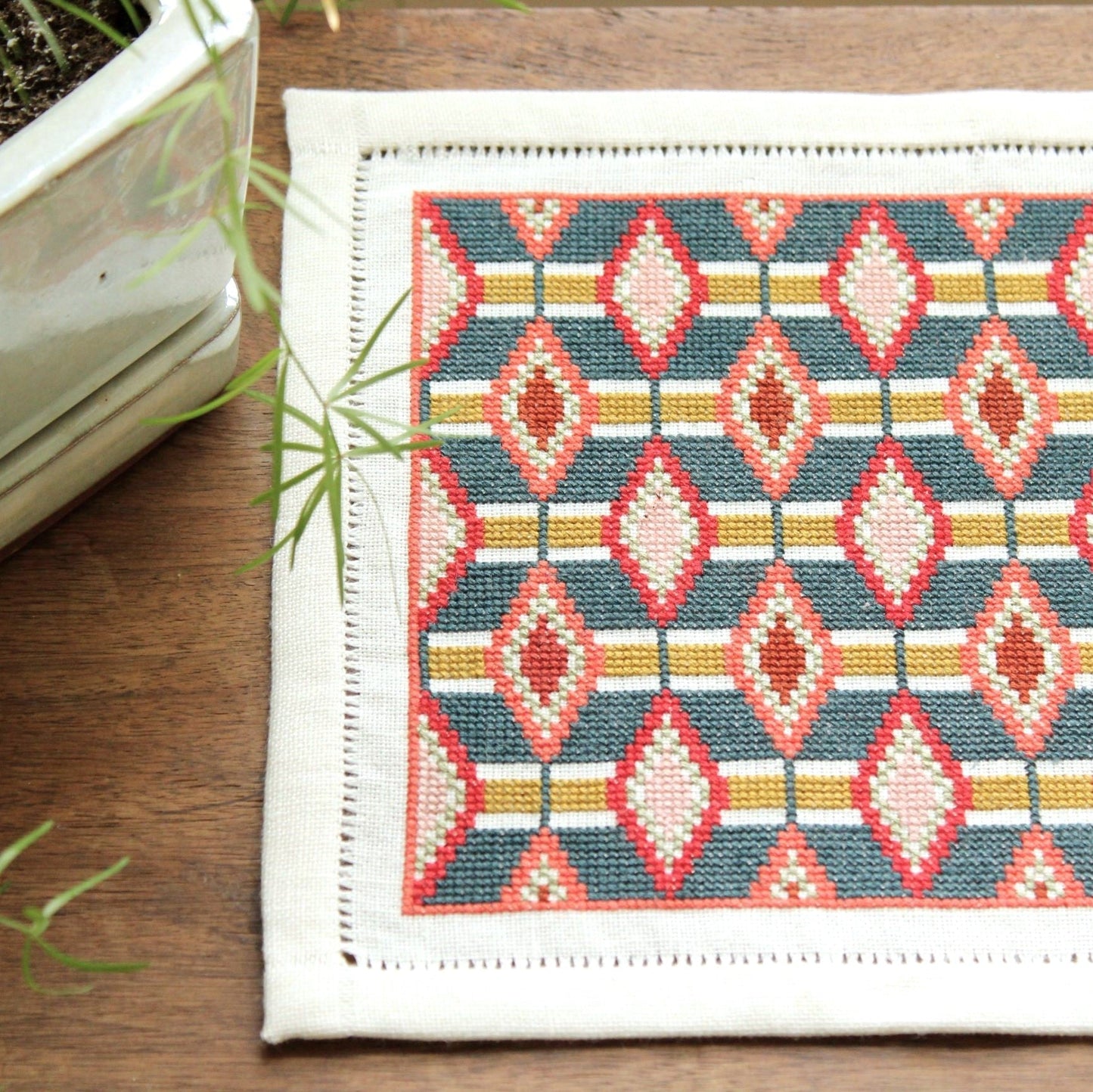 Olivine cross stitch folk embroidery kit
