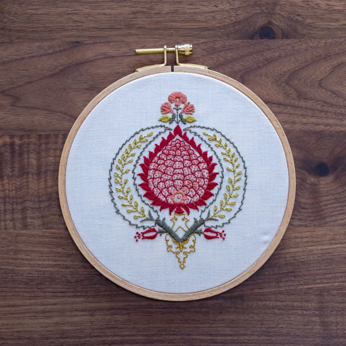 Peloponnesian Pomegranate embroidery hoop kit