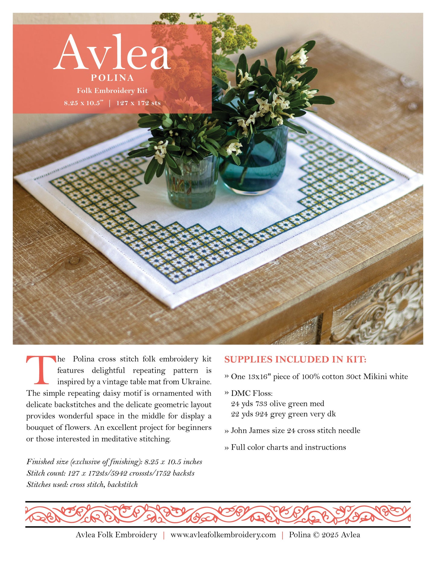 "NEW! Polina cross stitch folk embroidery kit