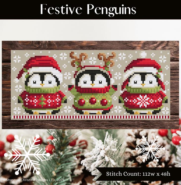 Shannon Christine Designs Festive Penguins Cross Stitch Pattern
