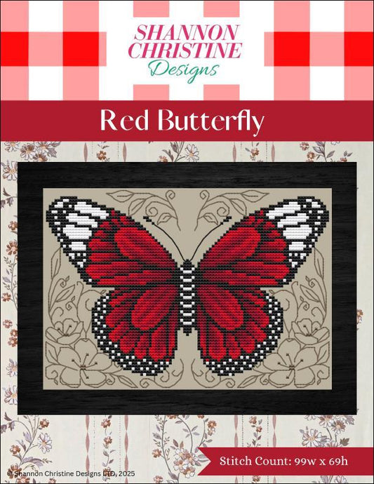 Shannon Christine Designs Red Butterfly Cross Stitch Pattern