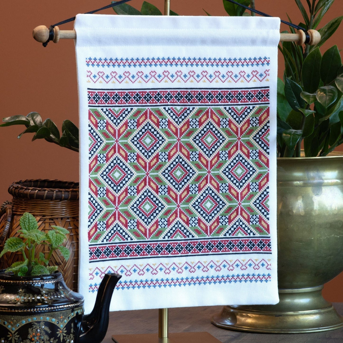"NEW! Scandinavian Sampler cross stitch folk embroidery kit