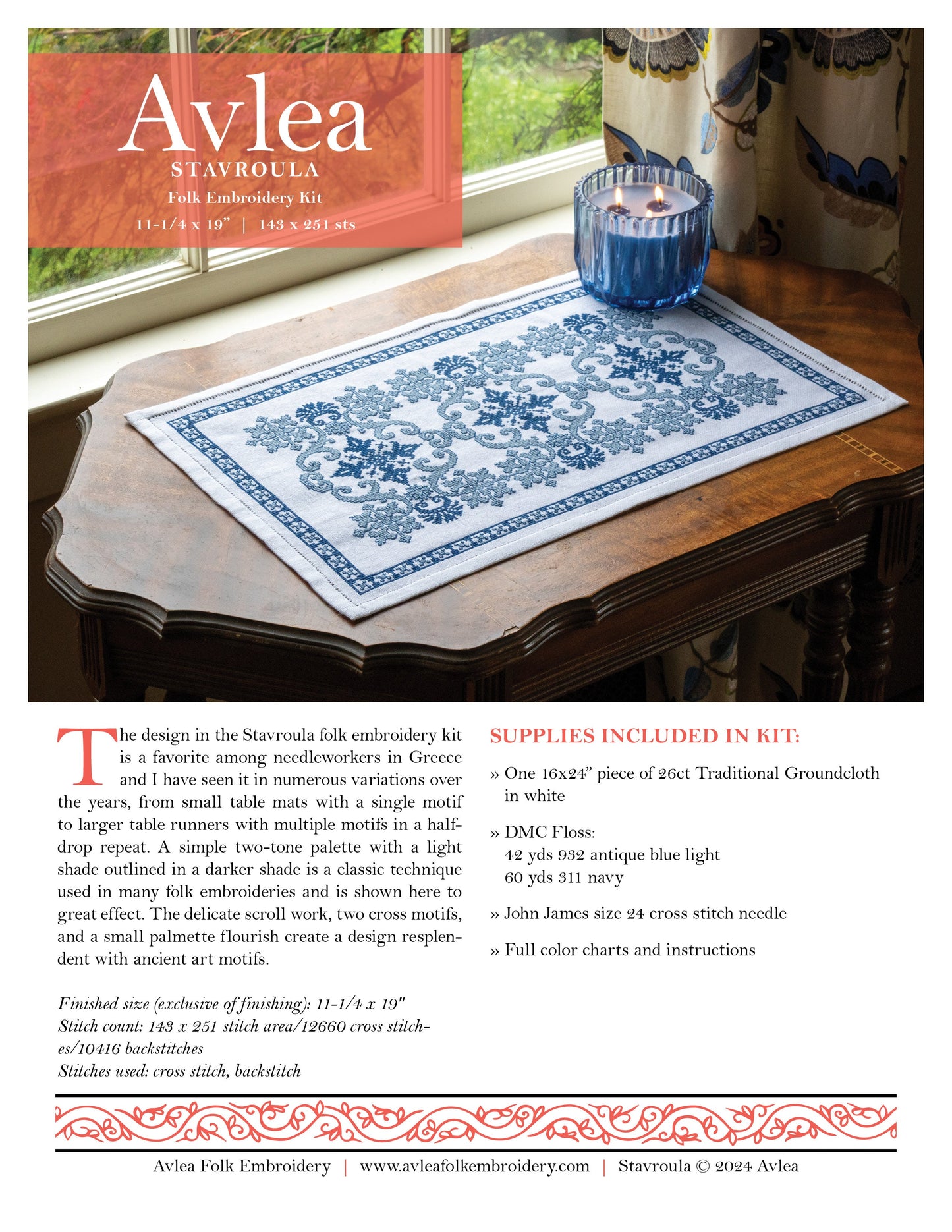 Stavroula cross stitch folk embroidery kit