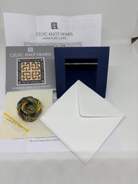 Textile Heritage Celtic Knot Hearts Miniature Card Cross Stitch Kit