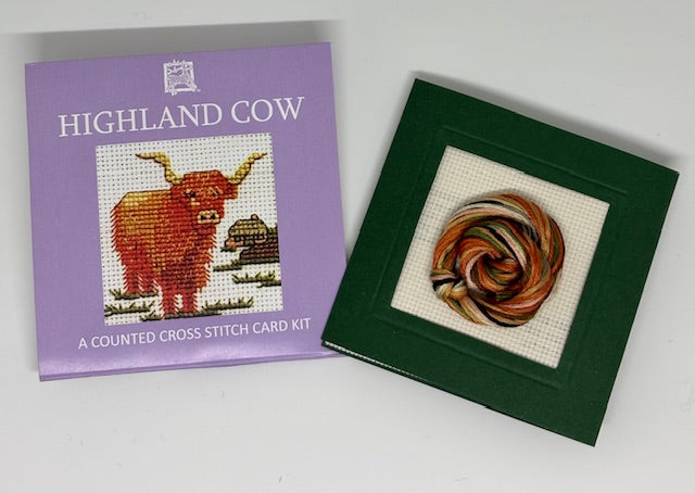 Textile Heritage Highland Cow Miniature Card Cross Stitch Kit