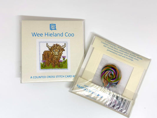 Textile Heritage Wee Hieland Coo Miniature Card Cross Stitch Kit