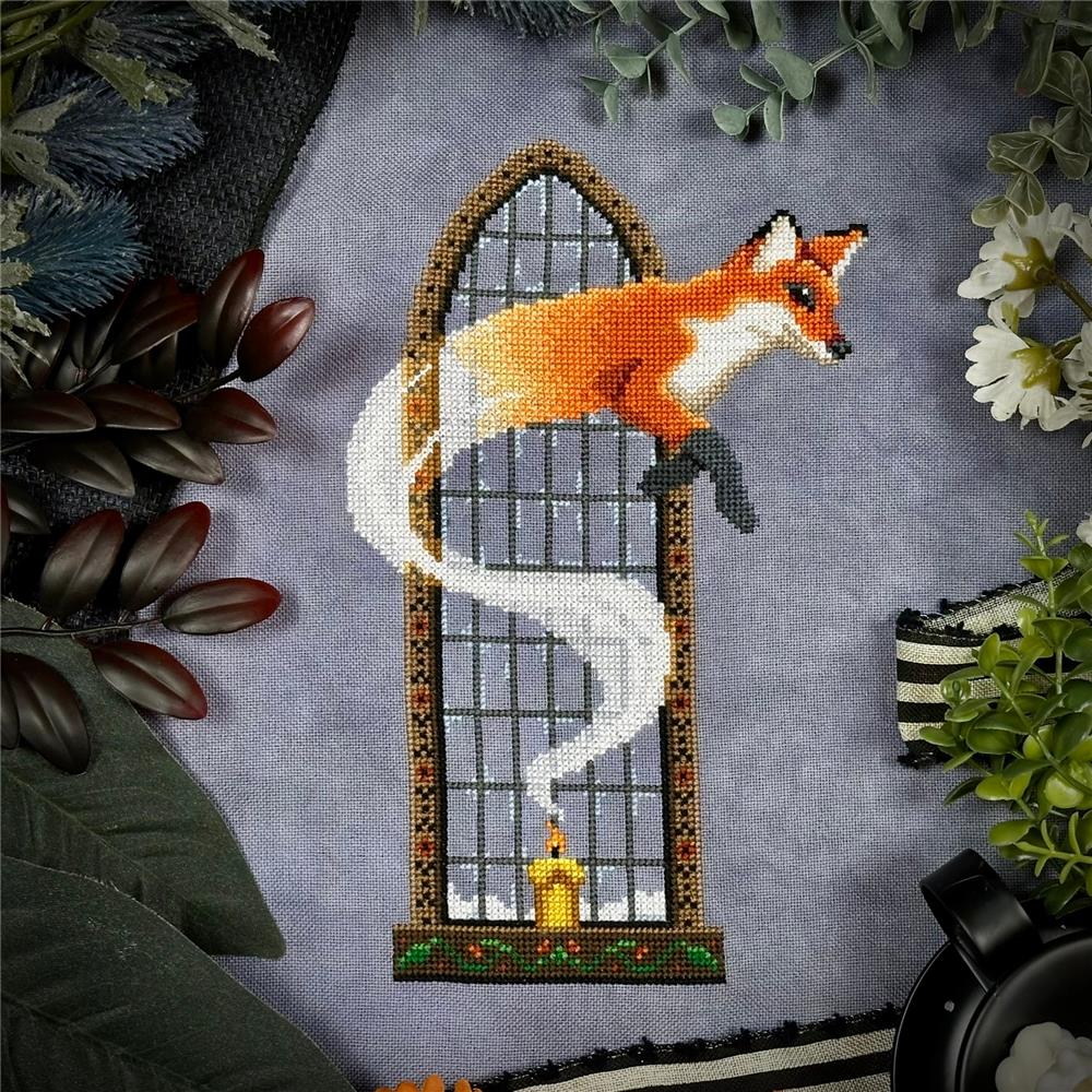 The Stitch Crypt Candle Fox Cross Stitch Pattern